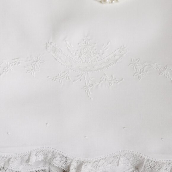 White Heirloom Receiving Blanket Embroidery Lace Inlay Feltman Brother NWT - Picture 2 of 7